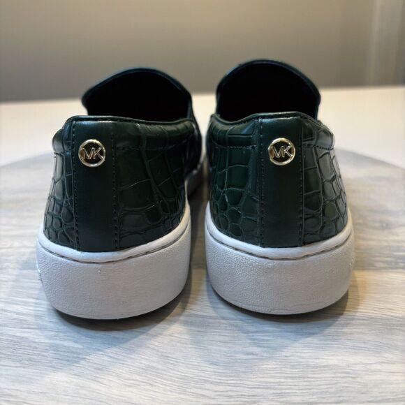 Michael Kors Keaton Moss Green Slip On Crocodile Embossed Sneakers US Size 8 M - Picture 8 of 11